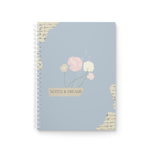 Vintage Blumen-Notizbuch | Spiral-Journal mit Pastellblumen für Notizen, Gedanken & Träume