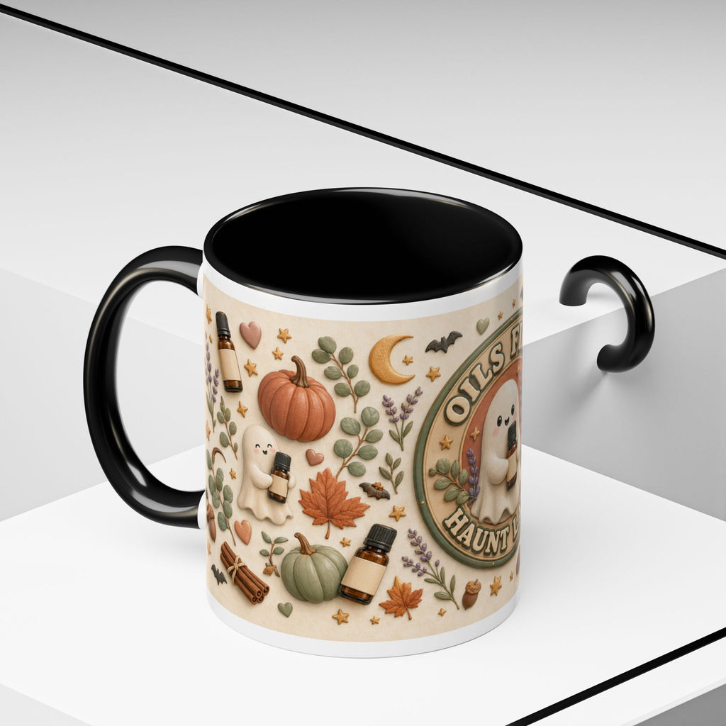 Oils First, Haunt Later“ Kaffeetasse – Halloween-Geist & ätherische Öle