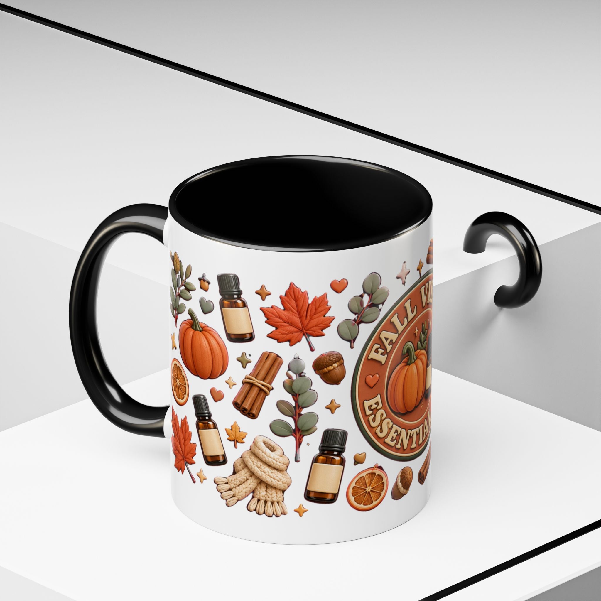 Herbst-Vibes Kaffeetasse für Öle-Liebhaber – Kürbis, Zimt & gemütliches Aromatherapie-Design