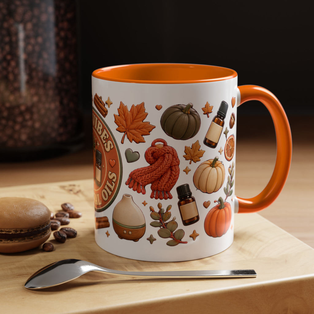 Herbst-Vibes Kaffeetasse für Öle-Liebhaber – Kürbis, Zimt & gemütliches Aromatherapie-Design