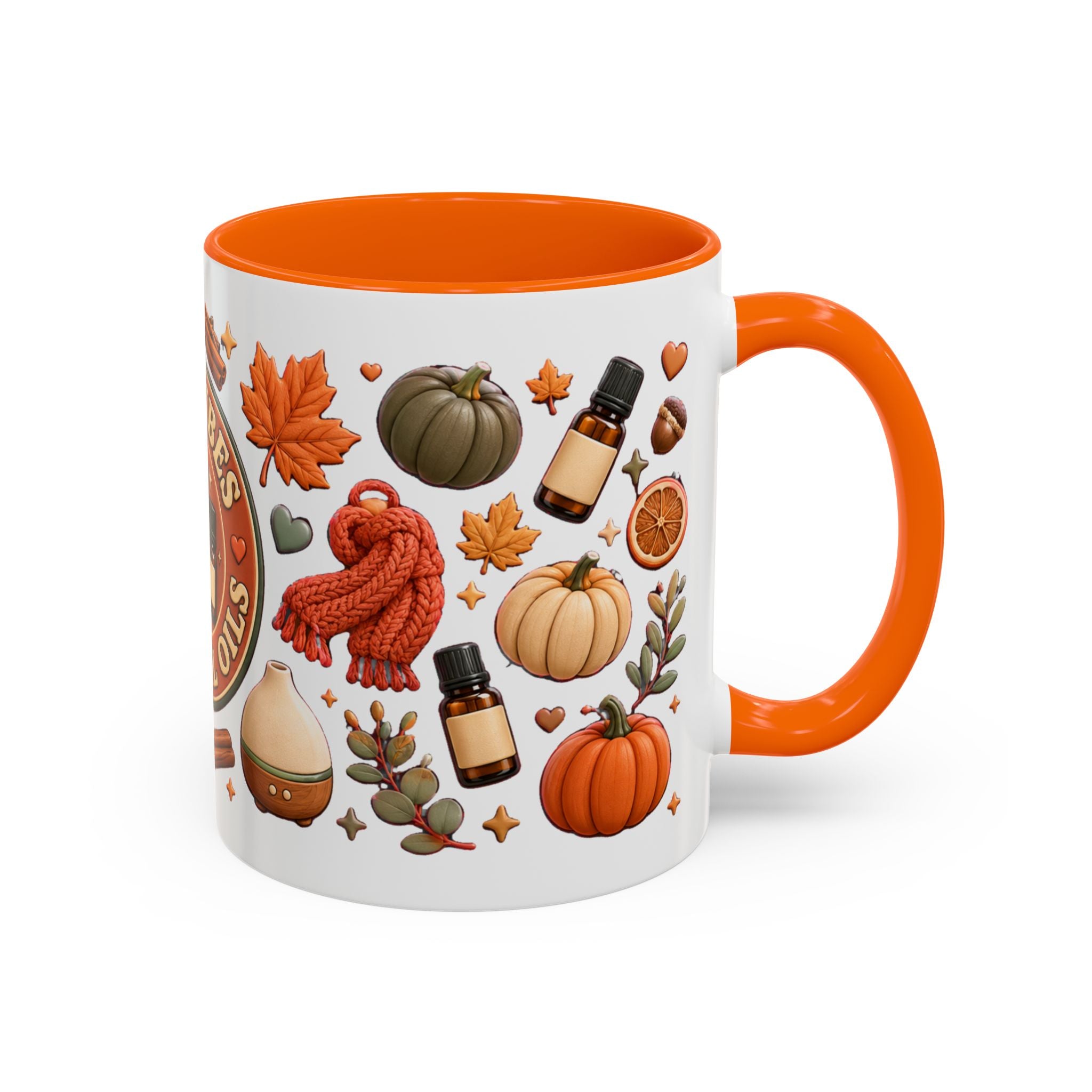 Herbst-Vibes Kaffeetasse für Öle-Liebhaber – Kürbis, Zimt & gemütliches Aromatherapie-Design