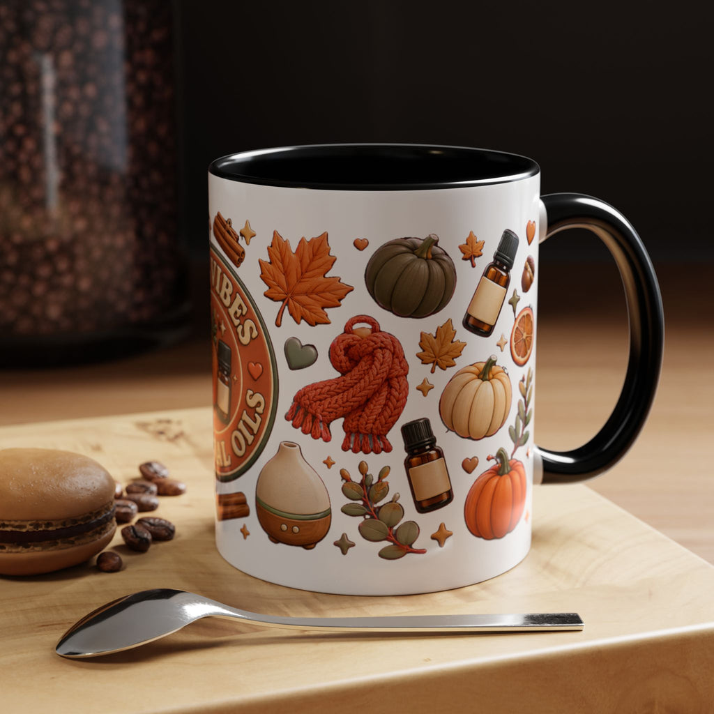 Herbst-Vibes Kaffeetasse für Öle-Liebhaber – Kürbis, Zimt & gemütliches Aromatherapie-Design