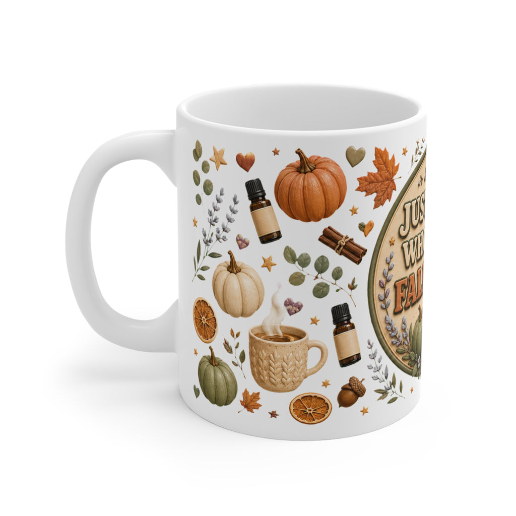 Herbsttasse - Just a Girl Who Loves Fall - Keramiktasse für Öle Liebhaberinnen