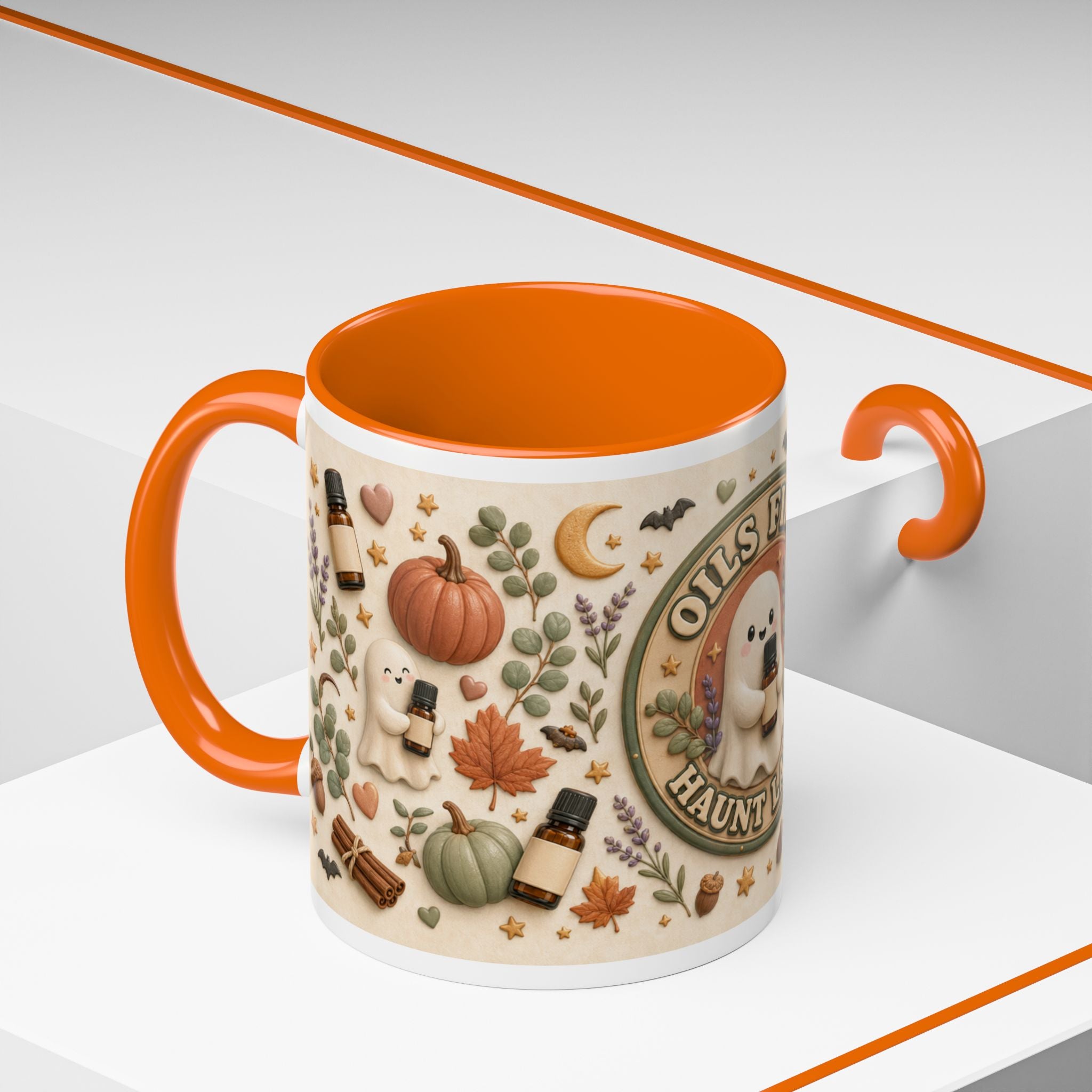 Oils First, Haunt Later“ Kaffeetasse – Halloween-Geist & ätherische Öle