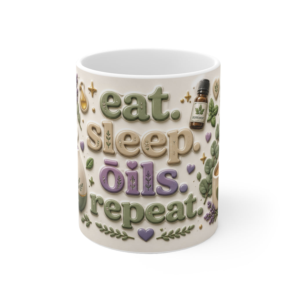 Eat Sleep Oils Repeat – Botanische Tasse für ätherische Öle & Self-Care
