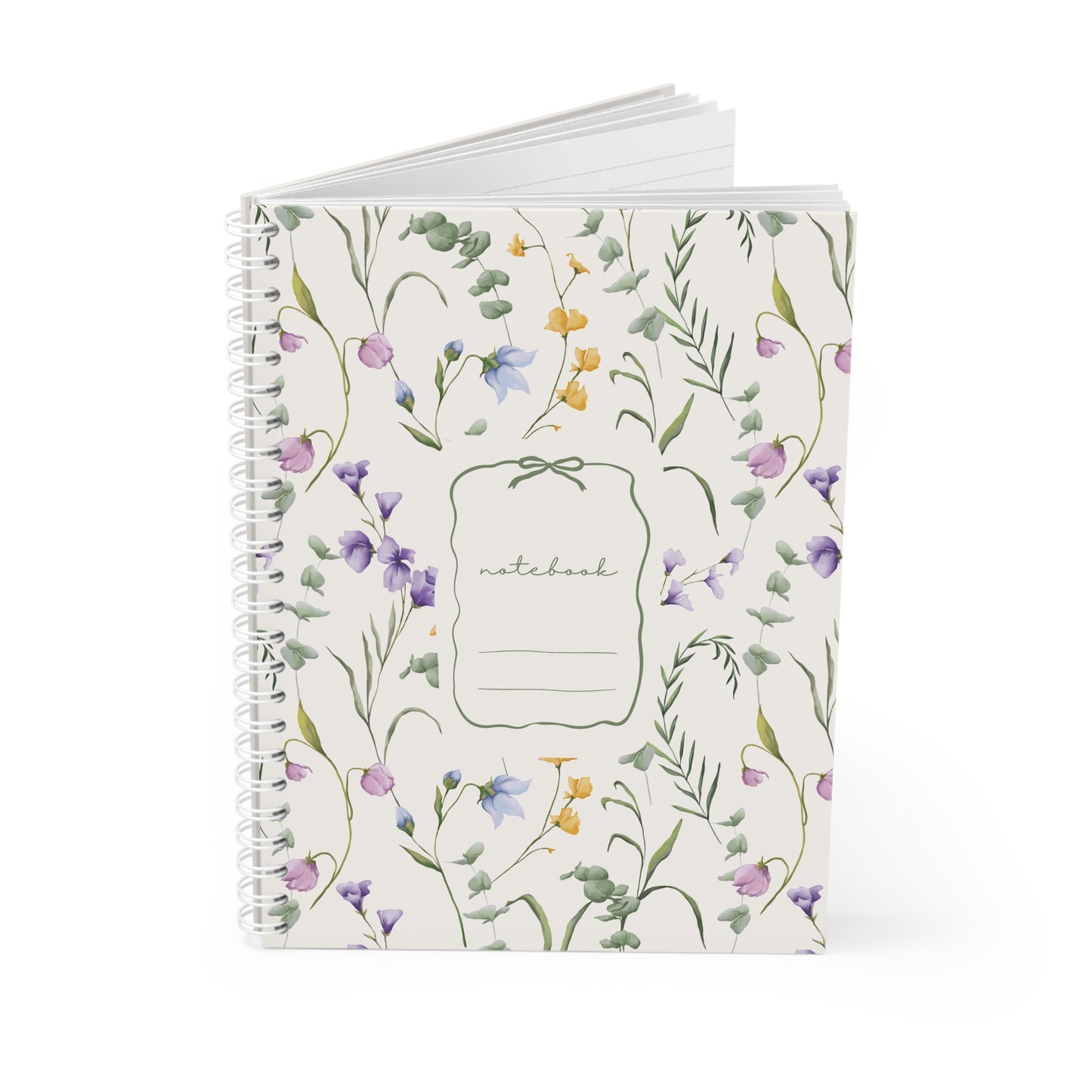 Spiralnotizbuch mit Aquarell-Wildblumen | Florales Journal für Notizen, Gedanken & Kreativität