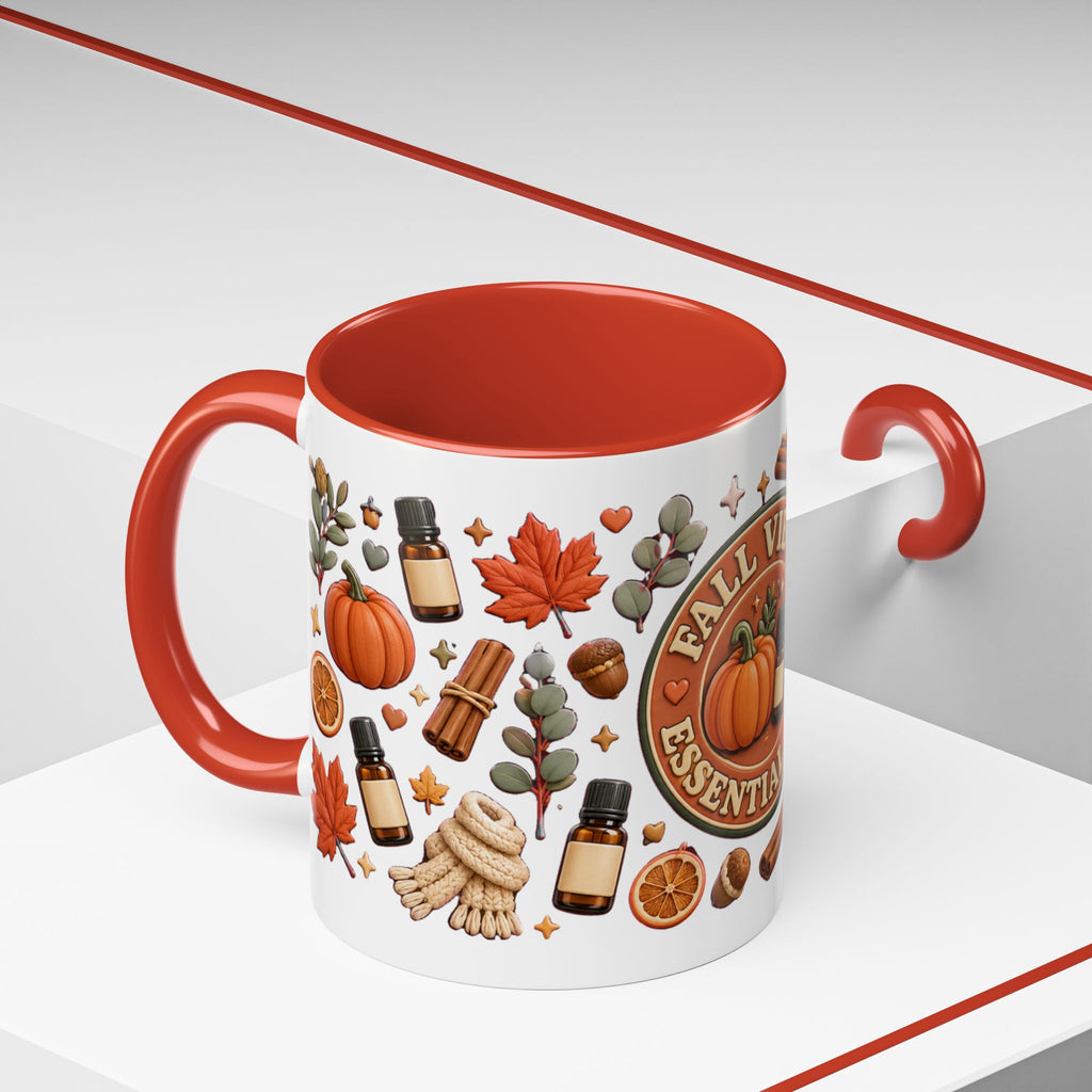 Herbst-Vibes Kaffeetasse für Öle-Liebhaber – Kürbis, Zimt & gemütliches Aromatherapie-Design