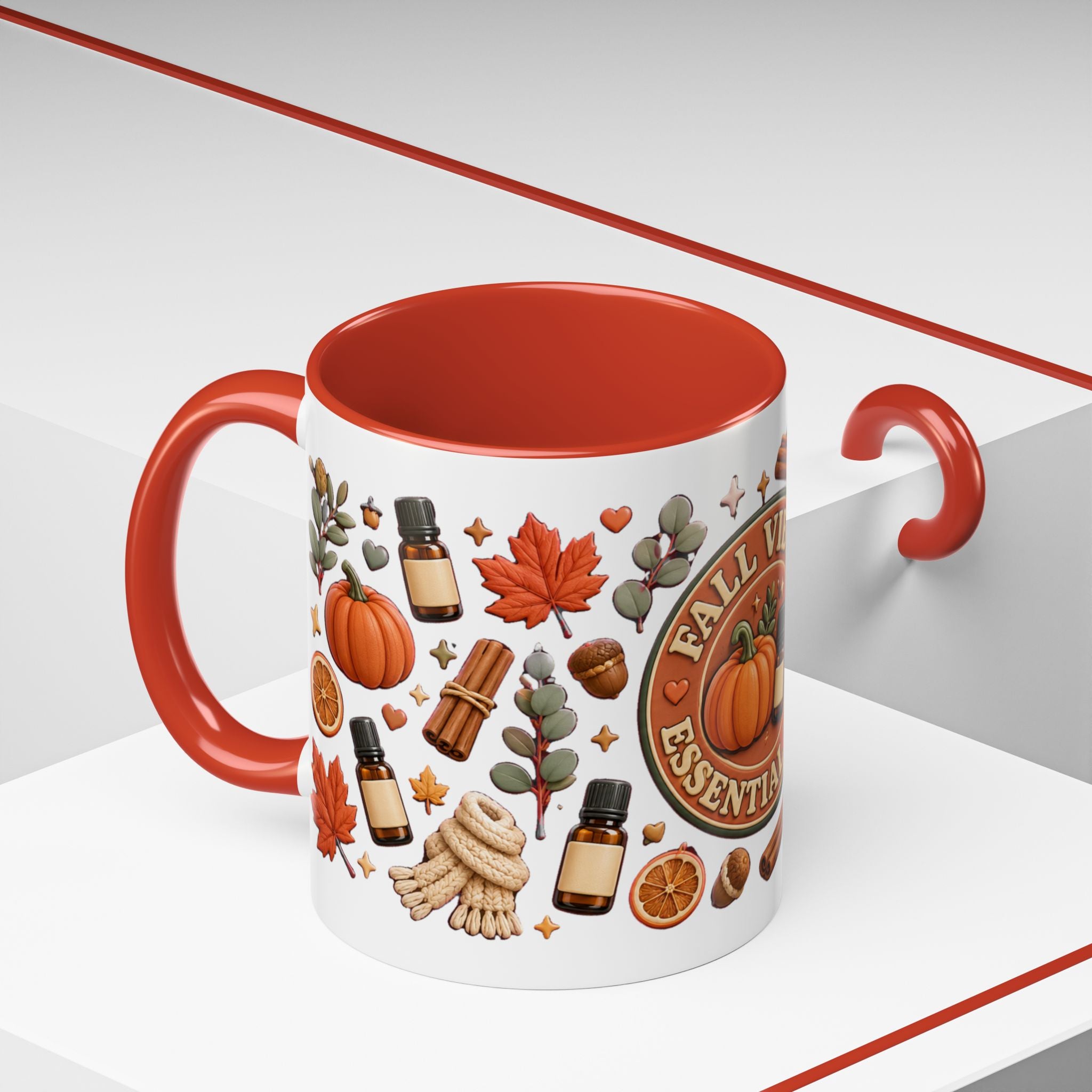 Herbst-Vibes Kaffeetasse für Öle-Liebhaber – Kürbis, Zimt & gemütliches Aromatherapie-Design