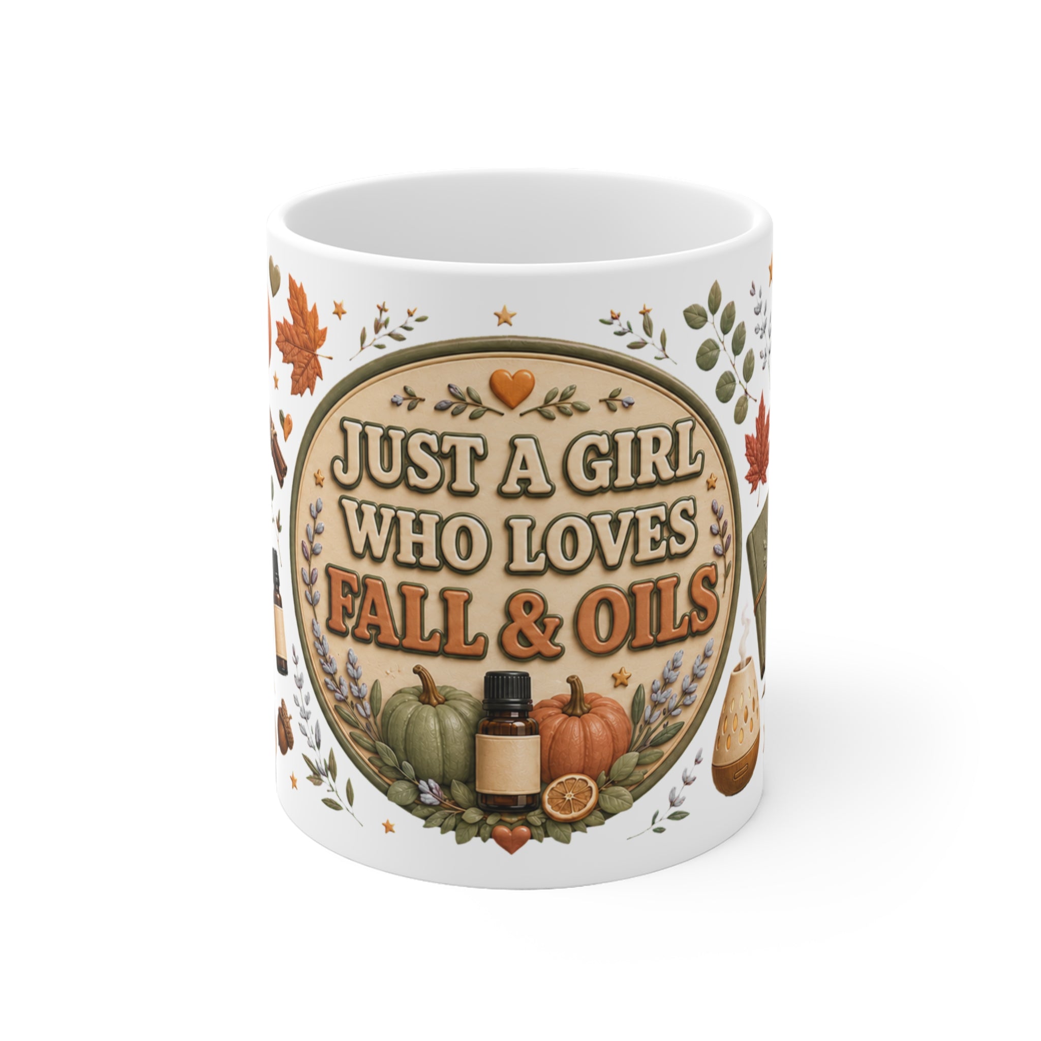 Herbsttasse - Just a Girl Who Loves Fall - Keramiktasse für Öle Liebhaberinnen