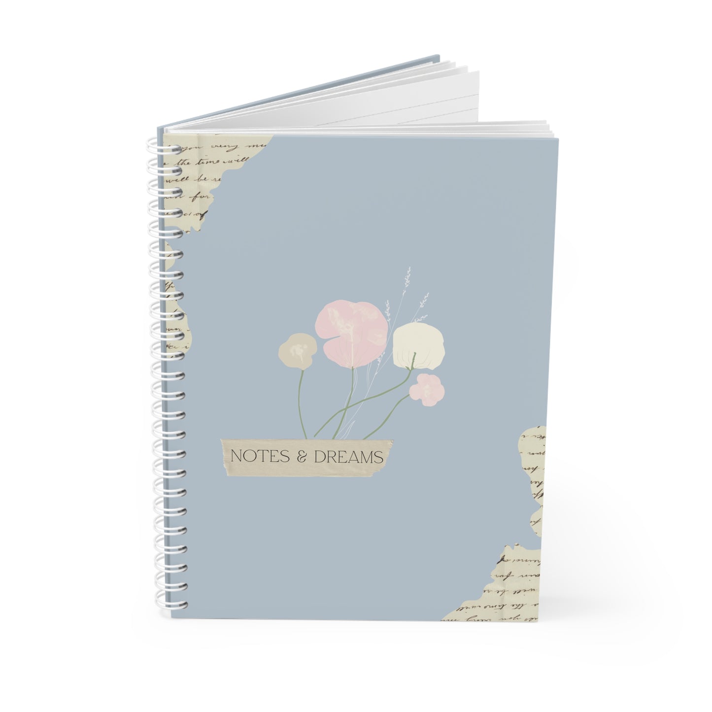 Vintage Blumen-Notizbuch | Spiral-Journal mit Pastellblumen für Notizen, Gedanken & Träume