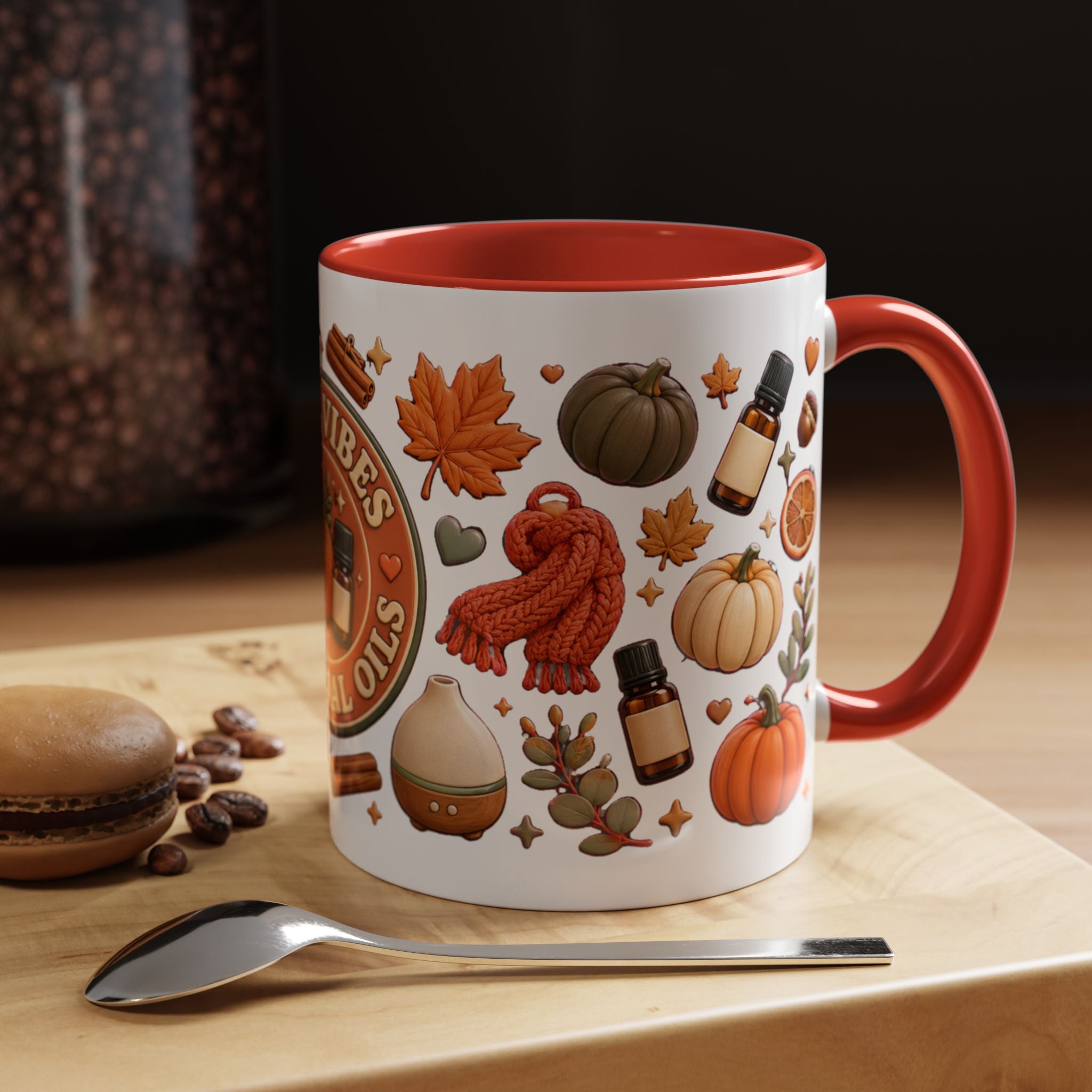 Herbst-Vibes Kaffeetasse für Öle-Liebhaber – Kürbis, Zimt & gemütliches Aromatherapie-Design