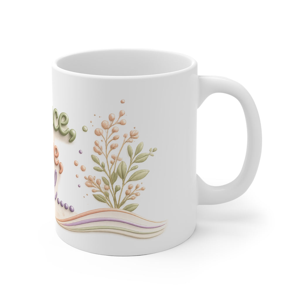 Essential Oil Mug | Peace Love Oil Coffee Cup | Aromatherapy Gift | Wellness Mug | Botanical Boho Design