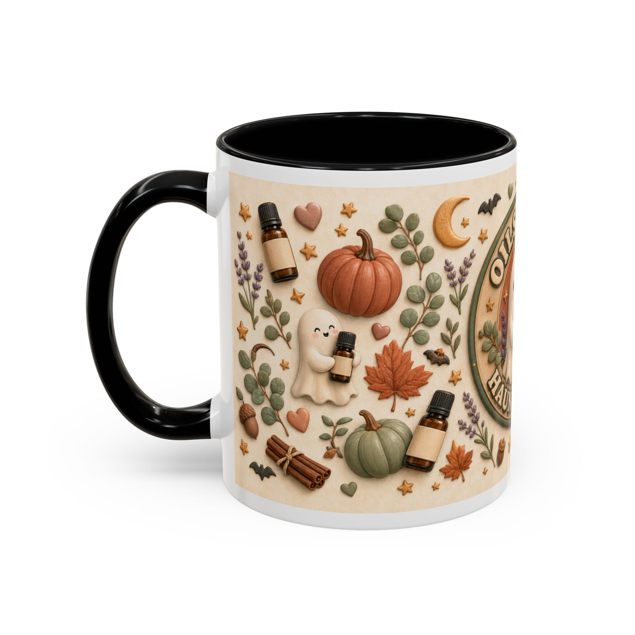 Oils First, Haunt Later“ Kaffeetasse – Halloween-Geist & ätherische Öle