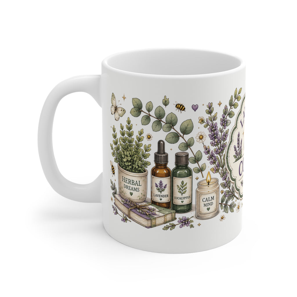 Lavender Coffee Club Keramiktasse | Florale Vintage Kaffeetasse mit Lavendel-Design