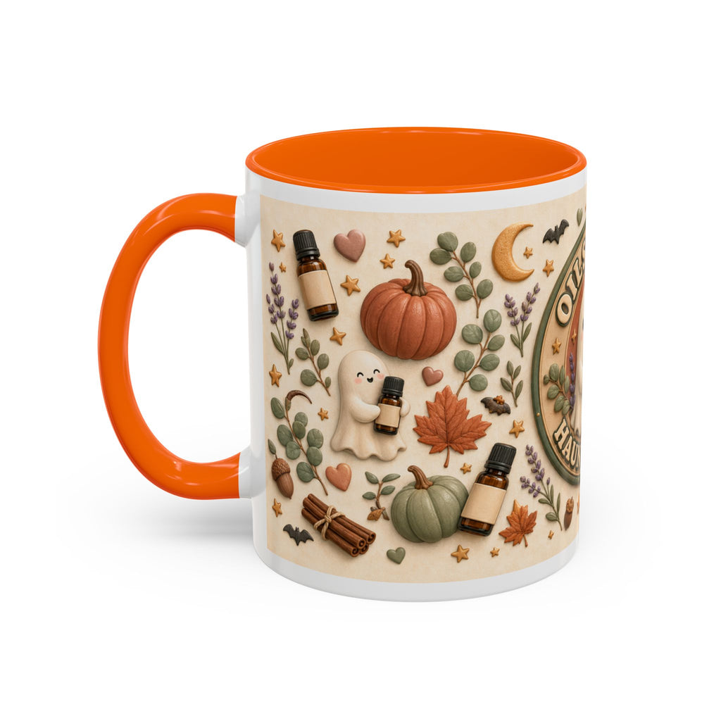 Oils First, Haunt Later“ Kaffeetasse – Halloween-Geist & ätherische Öle