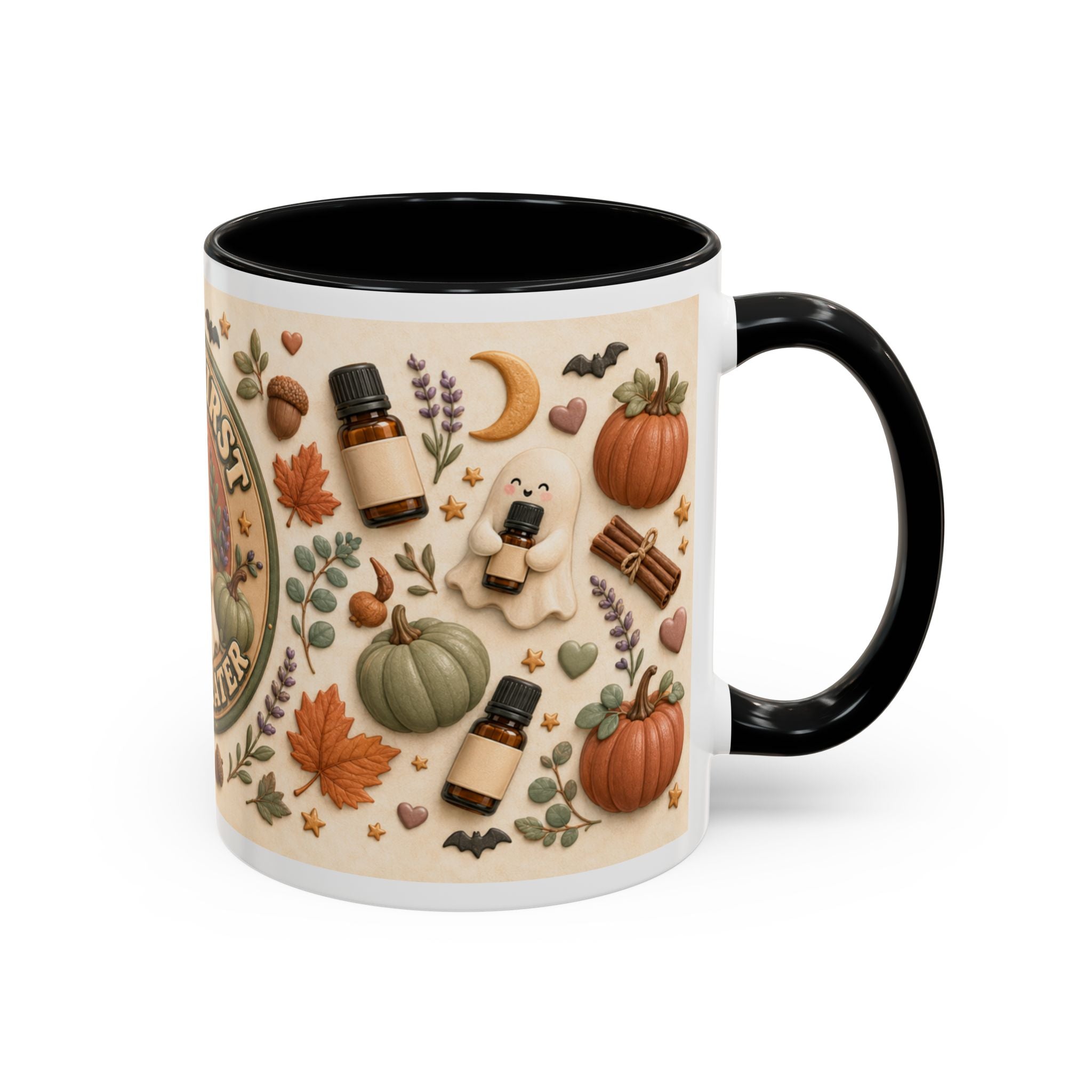 Oils First, Haunt Later“ Kaffeetasse – Halloween-Geist & ätherische Öle