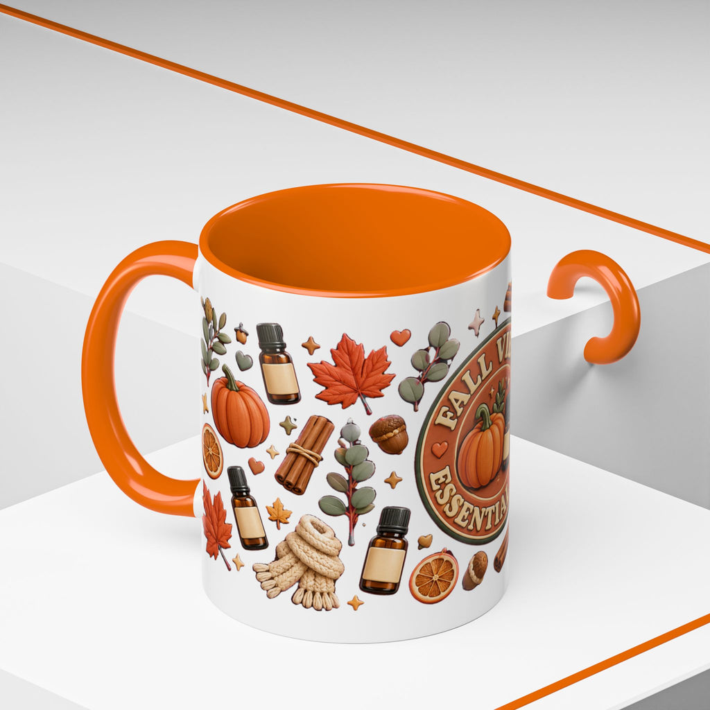 Herbst-Vibes Kaffeetasse für Öle-Liebhaber – Kürbis, Zimt & gemütliches Aromatherapie-Design