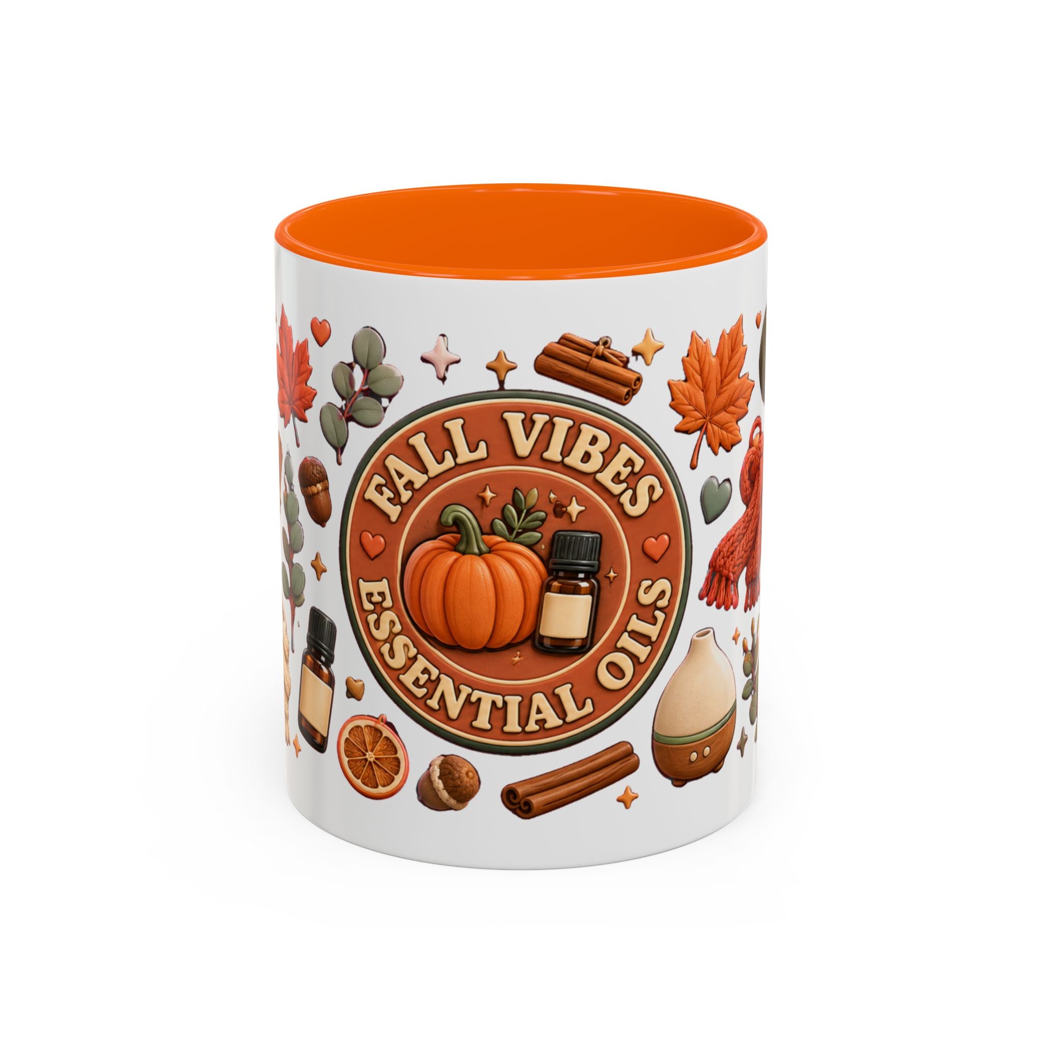 Herbst-Vibes Kaffeetasse für Öle-Liebhaber – Kürbis, Zimt & gemütliches Aromatherapie-Design