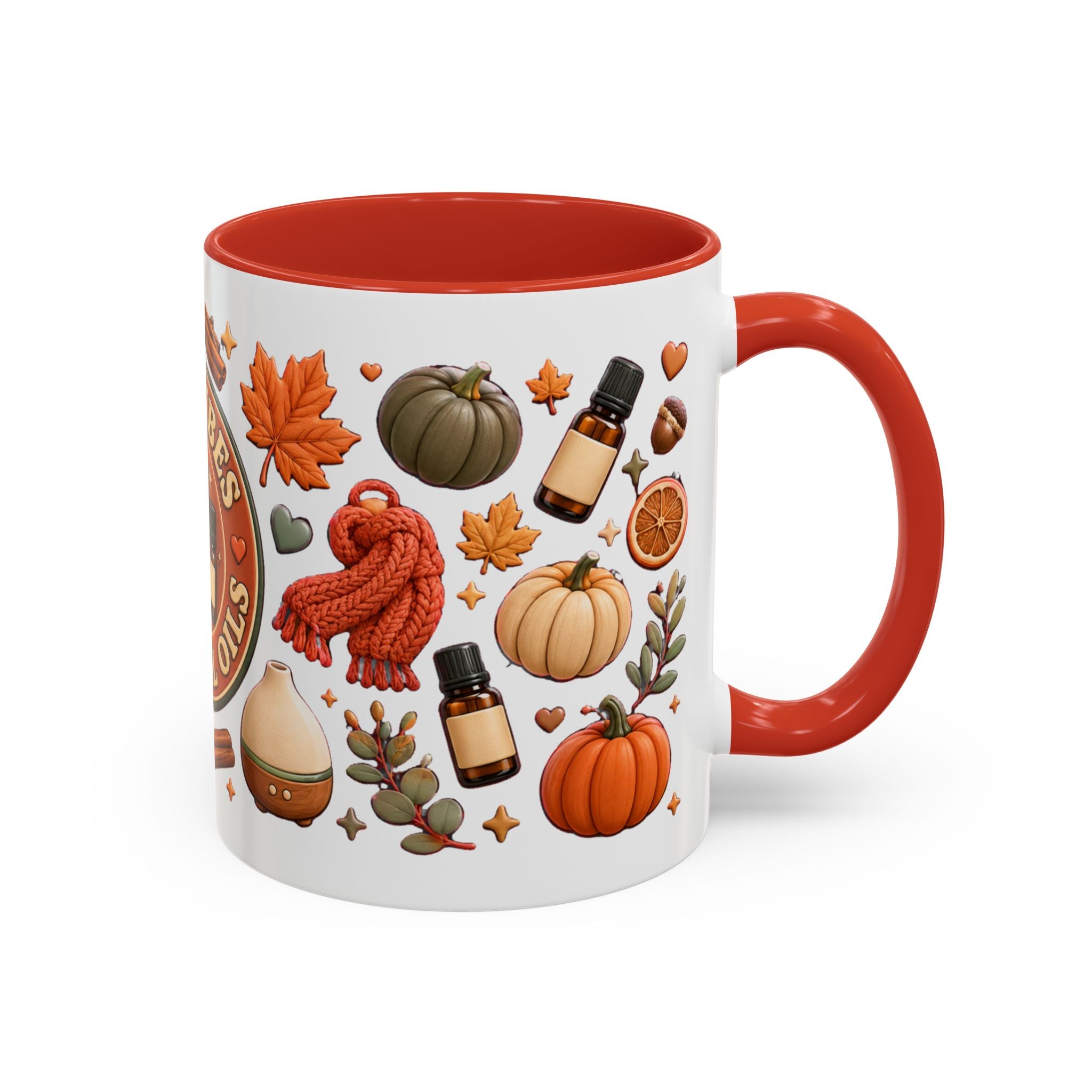 Herbst-Vibes Kaffeetasse für Öle-Liebhaber – Kürbis, Zimt & gemütliches Aromatherapie-Design